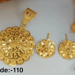BX-4 One Gram Gold Foaming Pendent Earings Set 0000011
