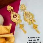 BX-39 One Gram Gold Foaming Designer Chandbali Earings 0001113