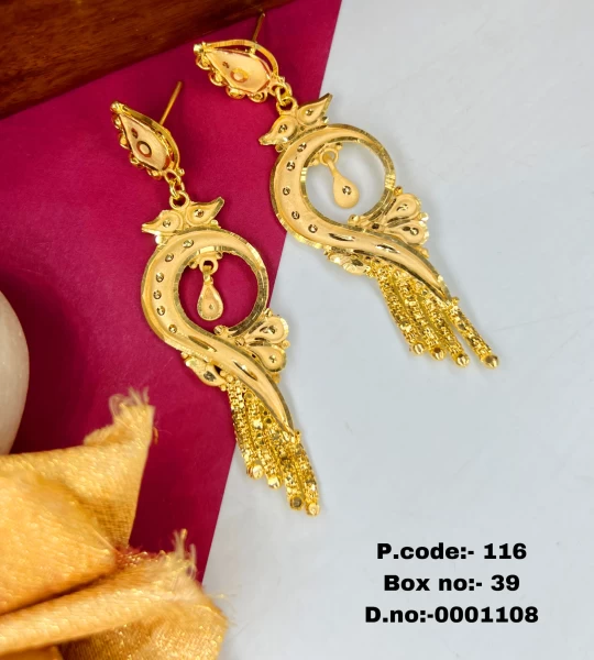 BX-39 One Gram Gold Foaming Designer Chandbali Earings 0001108