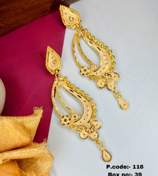 BX-39 One Gram Gold Foaming Designer Chandbali Earings 0001114