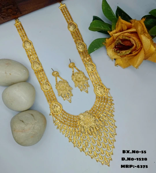 BX-55 One Gram Gold Foaming Jhalar Rani Har Set 0001528