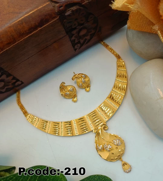 BX-22 One Gram Gold Foaming Fancy Necklace Set 0000076