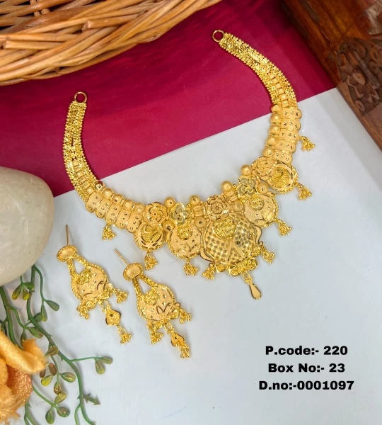 BX-23 One Gram Gold Foaming Designer Fancy Necklace Set 0001097