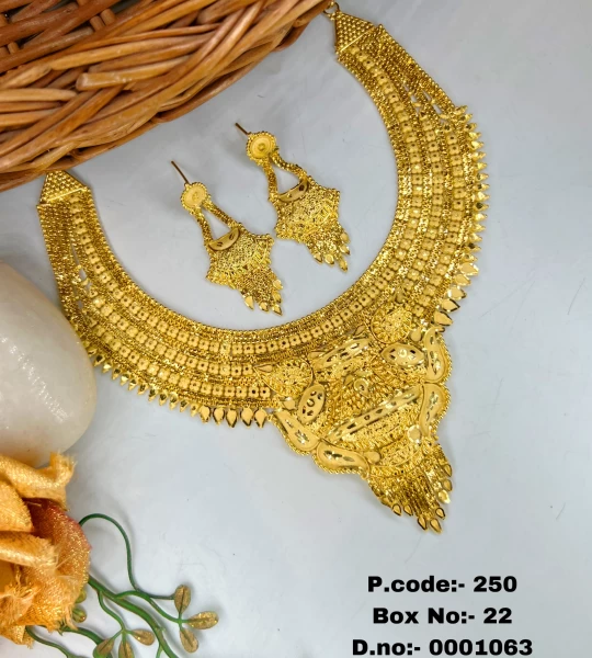 BX-22 One Gram Gold Foaming Designer Fancy Necklace Set 0001063