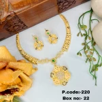 BX-22 One Gram Gold Foaming AD Necklace Set 0000951