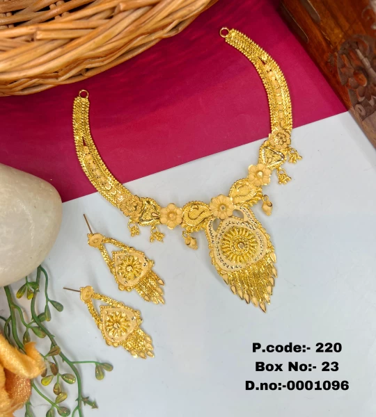 BX-23 One Gram Gold Foaming Designer Fancy Necklace Set 0001096