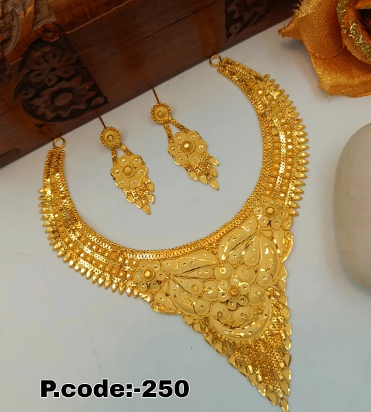 BX-23 One Gram Gold Foaming Arbi Necklace Set 0000081