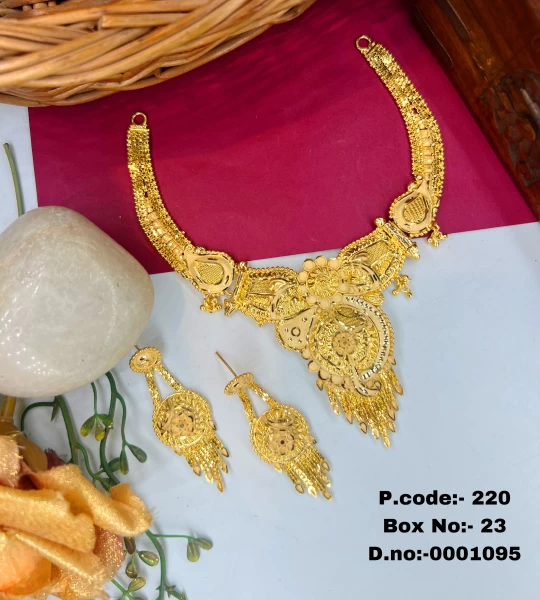BX-23 One Gram Gold Foaming Designer Fancy Necklace Set 0001095