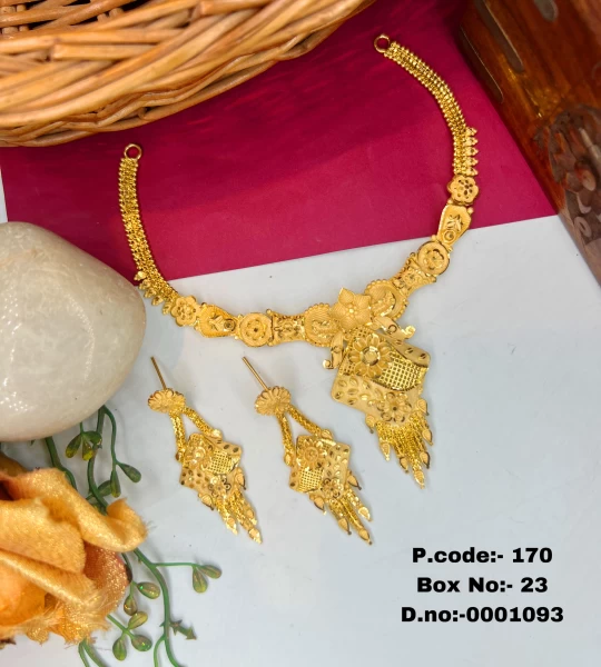 BX-23 One Gram Gold Foaming Designer Fancy Necklace Set 0001093