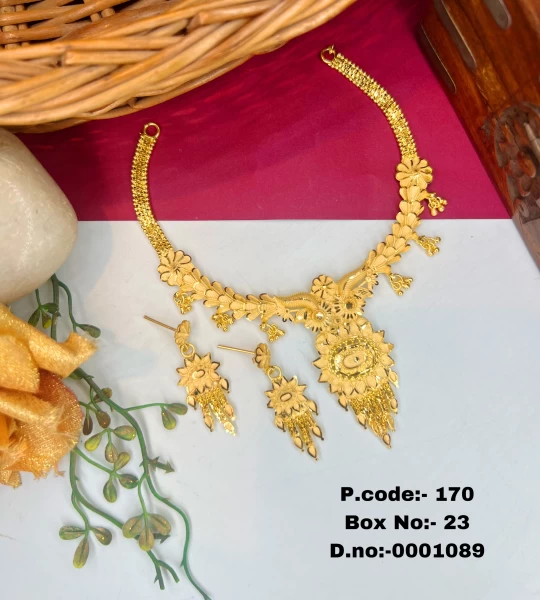 BX-23 One Gram Gold Foaming Designer Fancy Necklace Set 0001089