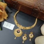 BX-26 One Gram Gold Foaming AD Necklace Set 0001149