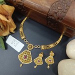 BX-26 One Gram Gold Foaming AD Necklace Set 0001152