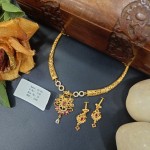 BX-26 One Gram Gold Foaming AD Necklace Set 0001159