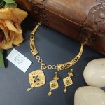 BX-26 One Gram Gold Foaming AD Necklace Set 0001161