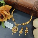 BX-26 One Gram Gold Foaming AD Necklace Set 0001168