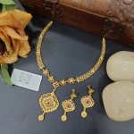 BX-26 One Gram Gold Foaming AD Necklace Set 0001171