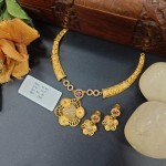 BX-26 One Gram Gold Foaming AD Necklace Set 0001177