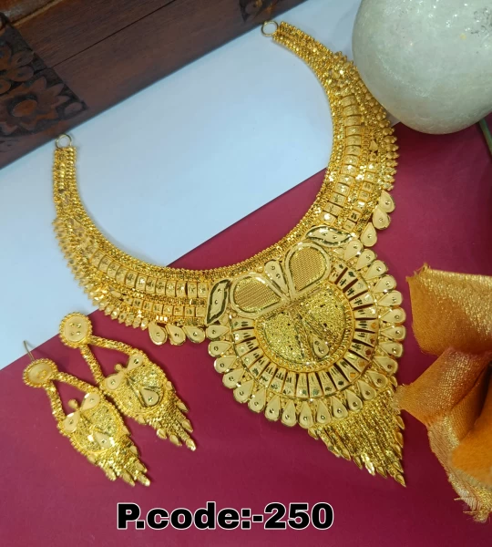 BX-21 One Gram Gold Foaming Designer Fancy Necklace Set 0000179