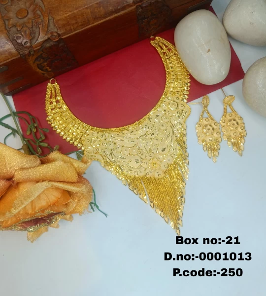 BX-21 One Gram Gold Foaming Designer Arbi Necklace Set 0001013