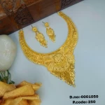 BX-22 One Gram Gold Foaming Designer Arbi Necklace Set 0001050