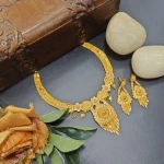 BX-22 One Gram Gold Foaming Designer Fancy Necklace Set 0001096