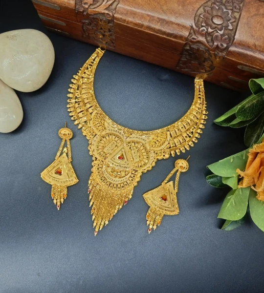 BX-28 One Gram Gold Foaming Arbi Necklace Set 0000040