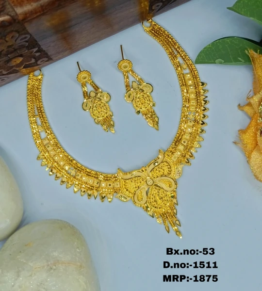 BX-53 One Gram Gold Foaming Designer Necklace Set 0001511