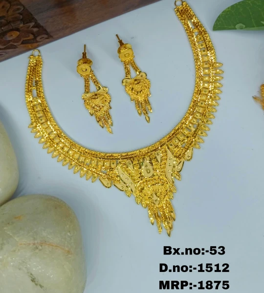 BX-53 One Gram Gold Foaming Designer Necklace Set 0001512