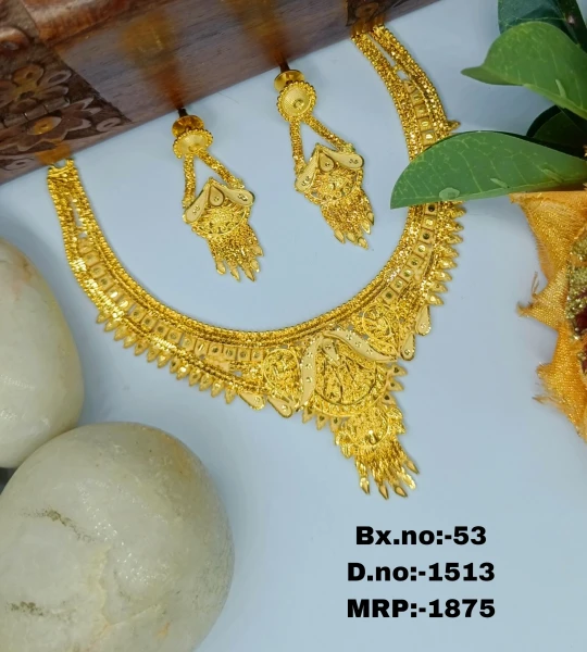 BX-53 One Gram Gold Foaming Designer Necklace Set 0001513