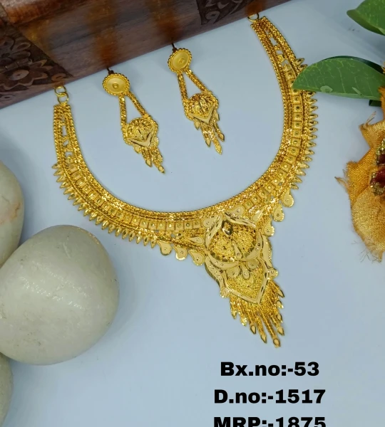 BX-53 One Gram Gold Foaming Designer Necklace Set 0001517