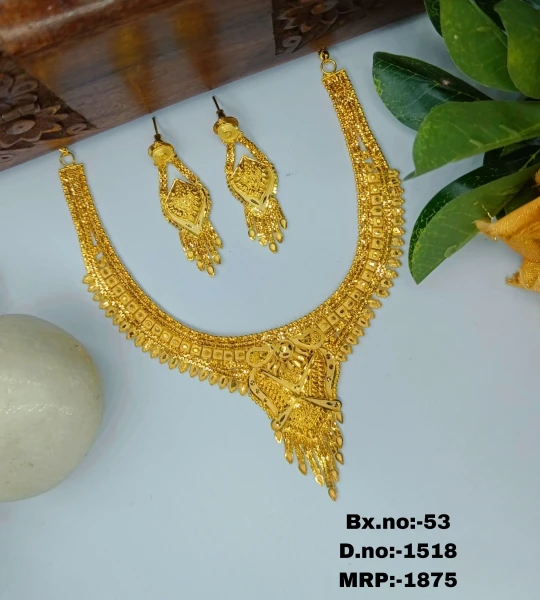 BX-53 One Gram Gold Foaming Designer Necklace Set 0001518