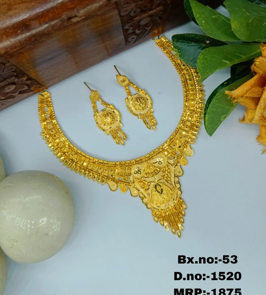 BX-53 One Gram Gold Foaming Designer Necklace Set 0001520