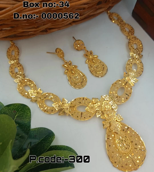 BX-34 One Gram Gold Foaming Designer Designer Necklace Set 0000562