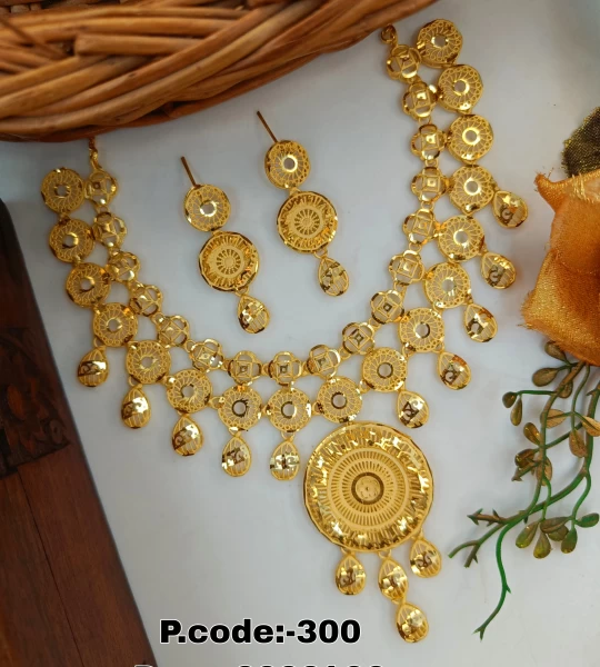 BX-5 One Gram Gold Foaming Dubai Necklace Set 0000101