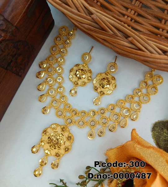 BX-5 One Gram Gold Foaming Dubai Necklace Set 000100
