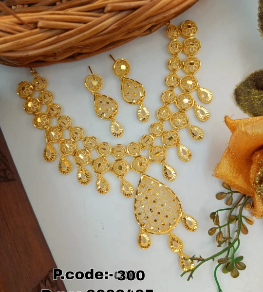 BX-5 One Gram Gold Foaming Dubai Necklace Set 0000098