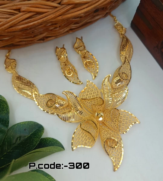 BX-34 One Gram Gold Foaming Designer Designer necklace Set 0000143