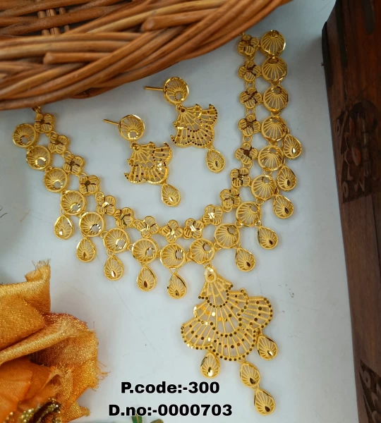 BX-5 One Gram Gold Foaming Dubai Necklace Set 0000703