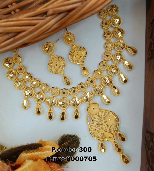 BX-5 One Gram Gold Foaming Dubai Necklace Set 0000705