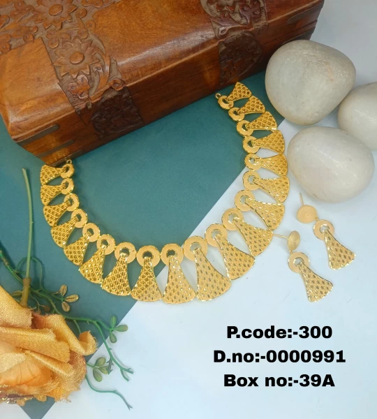 BX-39A One Gram Gold Foaming Dubai Necklace Set 0000991