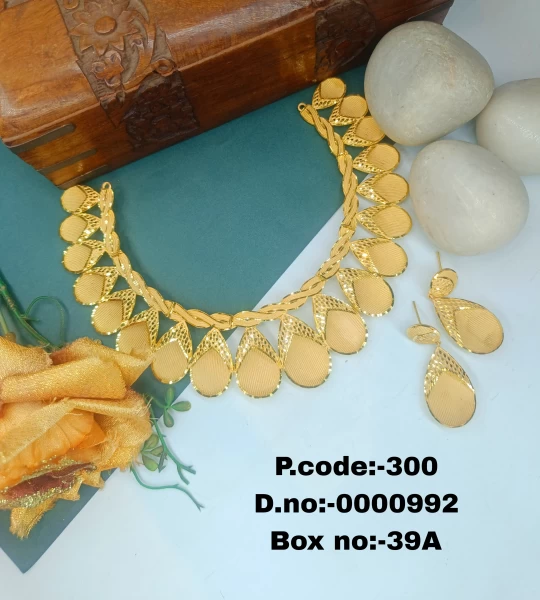 BX-39A One Gram Gold Foaming Dubai Necklace Set 0000992
