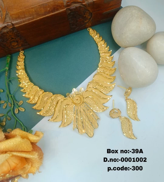 BX-39A One Gram Gold Foaming Dubai Necklace Set 0001002