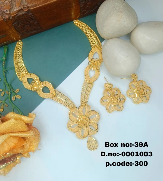BX-39A One Gram Gold Foaming Dubai Necklace Set 0001003