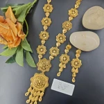 BX-42 One Gram Gold Foaming Dubai Long Necklace Set 000715