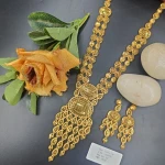 BX-42 One Gram Gold Foaming  Dubai Long Necklace Set 000479