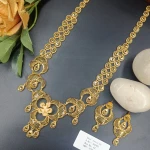 BX-42 One Gram Gold Foaming  Dubai Long Necklace Set 000482