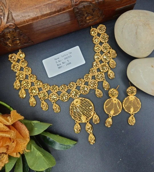 BX-5 One Gram Gold Foaming Dubai Necklace Set 0000703