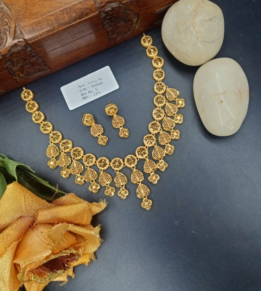 BX-5 One Gram Gold Foaming Dubai Necklace Set 0000095