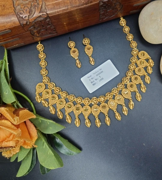 BX-5 One Gram Gold Foaming Dubai Necklace Set 0000099