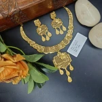 BX-5 One Gram Gold Foaming Dubai Necklace Set 0000101